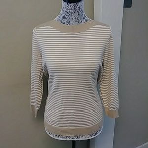 New! Ann Taylor 3/4 Sleeve Stripped Shirt Size L